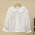 thumbnail image 6 of BRGZLK Puff Long Sleeve Shirts for Girls Solid Color Cute Lace Trim Peter Pan Collar Blouse Elegant Casual Button Down Shirt Back to School Outfits White 9-10 Years, 6 of 6