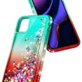 thumbnail image 2 of Nagebee Case for iPhone 11 Pro with Tempered Glass Screen Protector, Glitter Flowing Liquid Floating with Bling Diamond, Shockproof Durable Girls Cute Case (Green/Red), 2 of 6