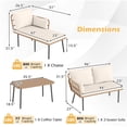 thumbnail image 3 of Gymax 3 Pieces L-Shaped Patio Furniture Set w/ Coffee Table Removable Cushions, 3 of 10