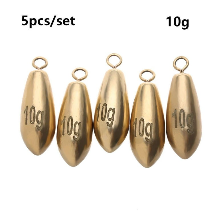 5pcs Split Additional Weight Weights Line Sinkers Brass Fishing Lead fall  Sinker Hook Connector 10G 