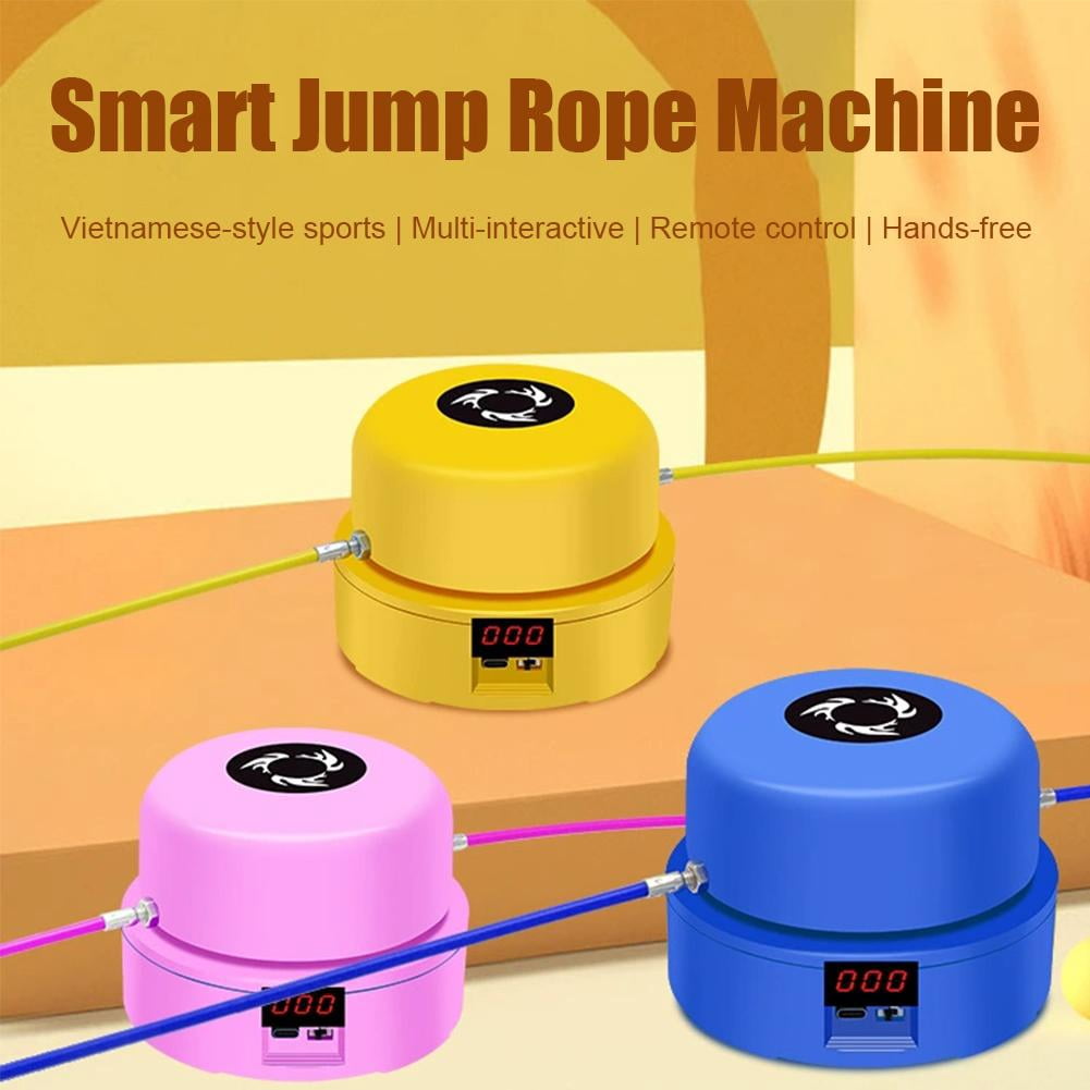 Jump Rope Machine with Remote, Smart Jump Rope Machine, Automatic Floor Jump Rope, Jump Entertaining Interaction Rope Skipping Machine for Family & Home - Pink