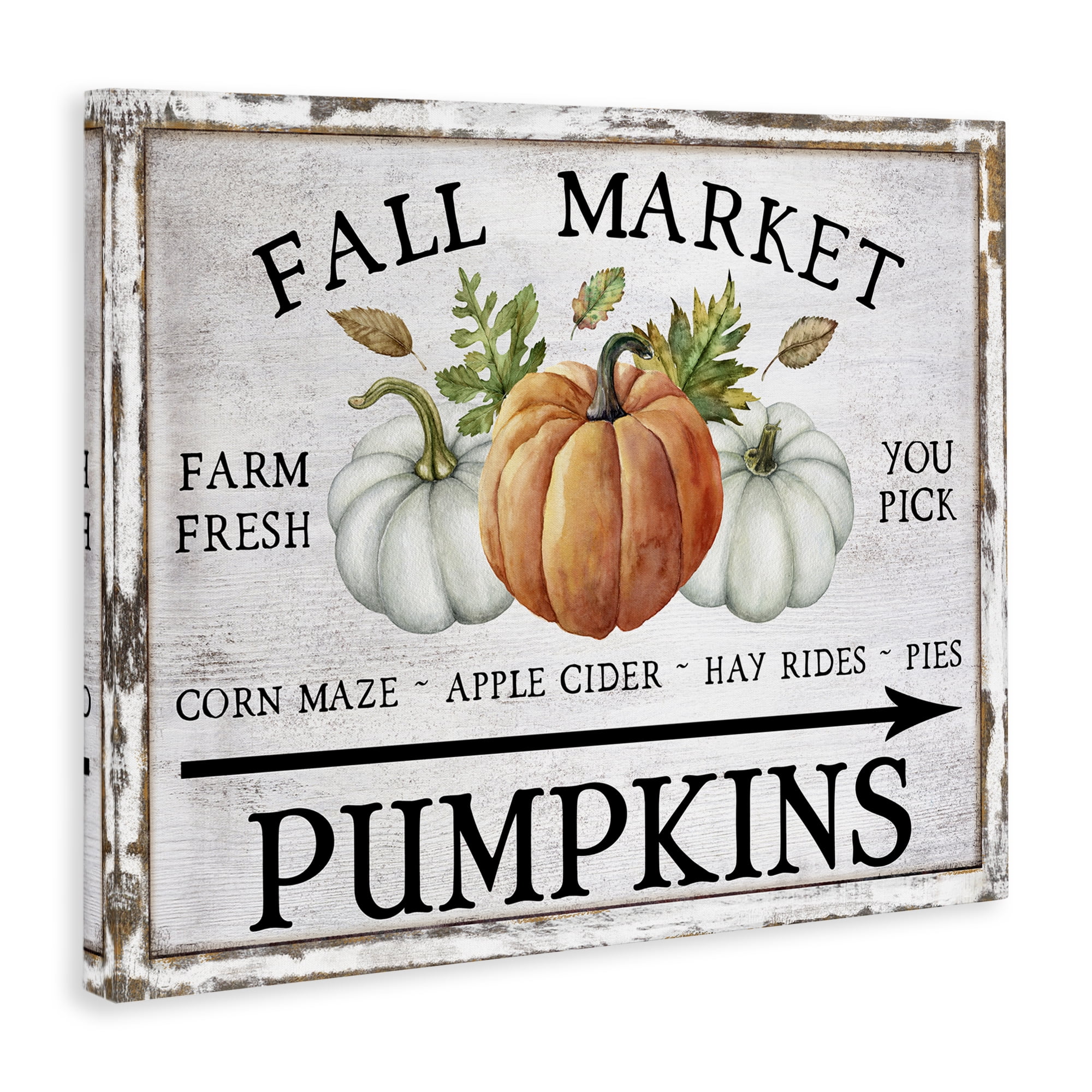 Stupell Industries Fall Market Pumpkins Holiday Painting Gallery Wrapped Canvas Art Prints Wall Art, 48 x 36
