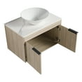 thumbnail image 6 of BNK 30'' Wall-Mounted Bathroom Vanity with White Ceramic Sink,Modern Brown Floating Bathroom Vanity Set, Single Bathroom Vanity and Sink Combo,with 2-Door Cabinet, 6 of 12