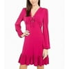 Michael Kors Women's Long Sleeve Lace up Dress Pink Size Small