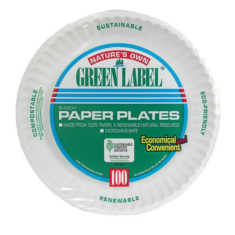 9 Uncoated Paper Plates- Pack of 200ct