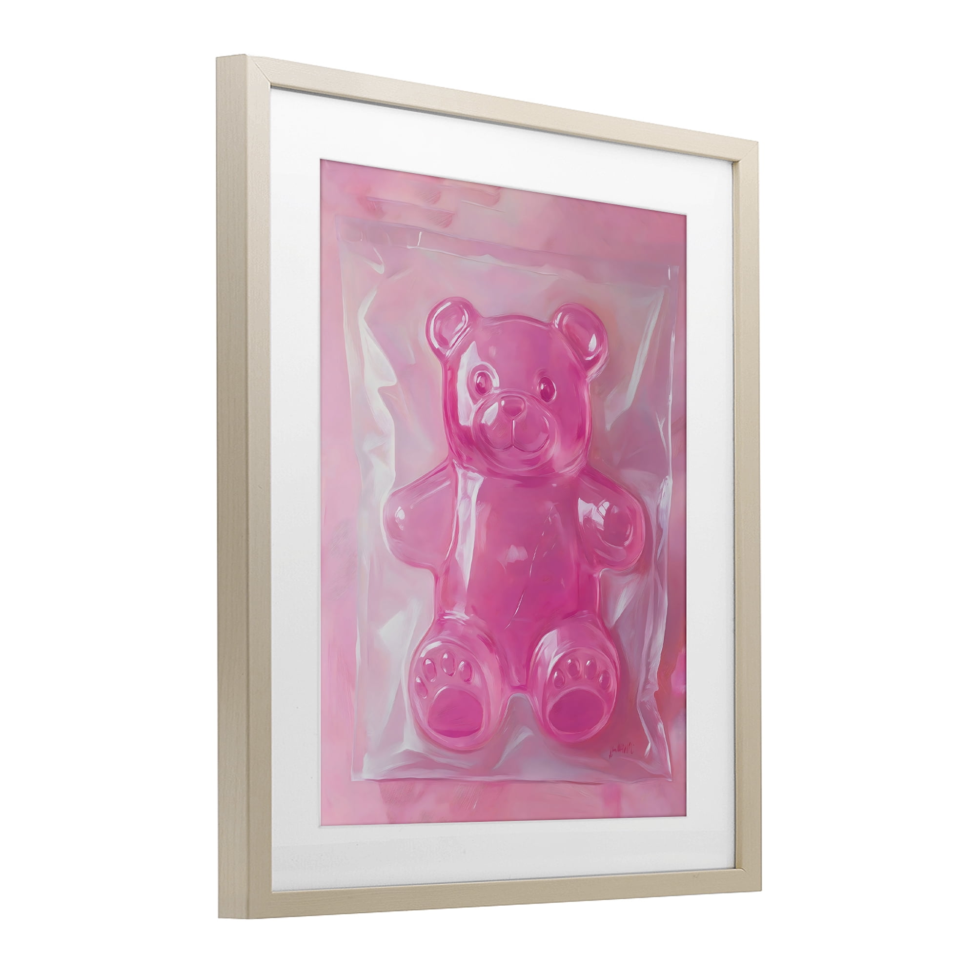 Stupell Industries Pink Gummy Candy Bear Birch Framed Print Under Glass, design by The Prints Vibe