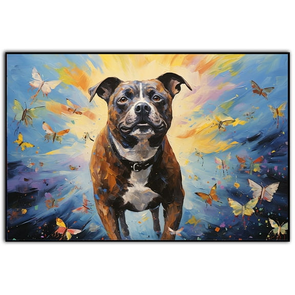 Staffordshire Bull Terrier Dog Painting Memorial Canvas, Dog Breeds Canvas, Pet Loss Canvas, Gifts for Dog Lovers, Sympathy Gift/Memorial Ornament Loss of Pet - bathroom wall art