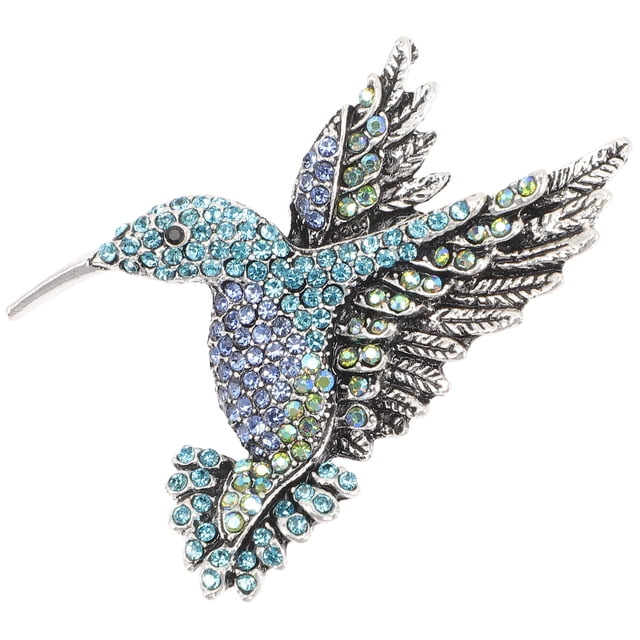 Broche de colibrí con diamantes de imitación, broche brillante para mujer, broche de pájaro decorativo de moda