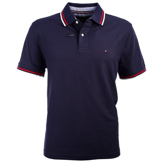 Polo Tommy Hilfiger con cuello a rayas para hombre, color azul marino