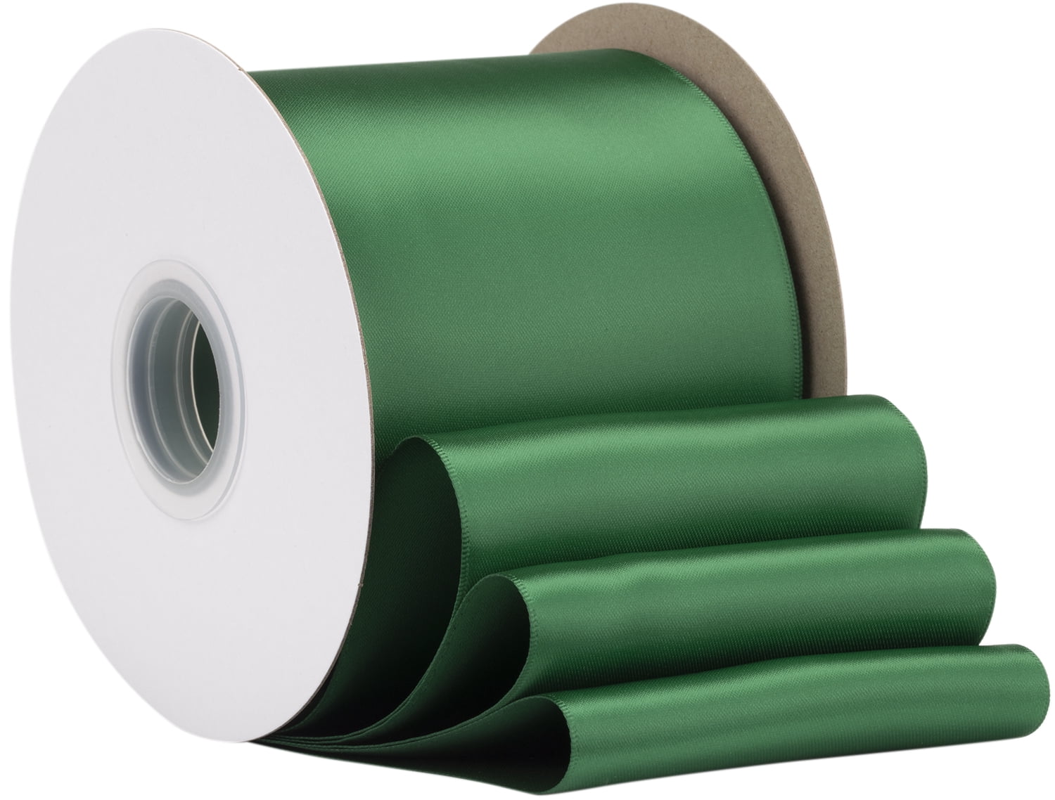 Ribbonitlux Forest Green Satin Ribbon 4 inch Double Sided Quality Satin for Weddings, Invitations, Sashes, Crafts, Apparel, Headbands - 50 Yds/roll