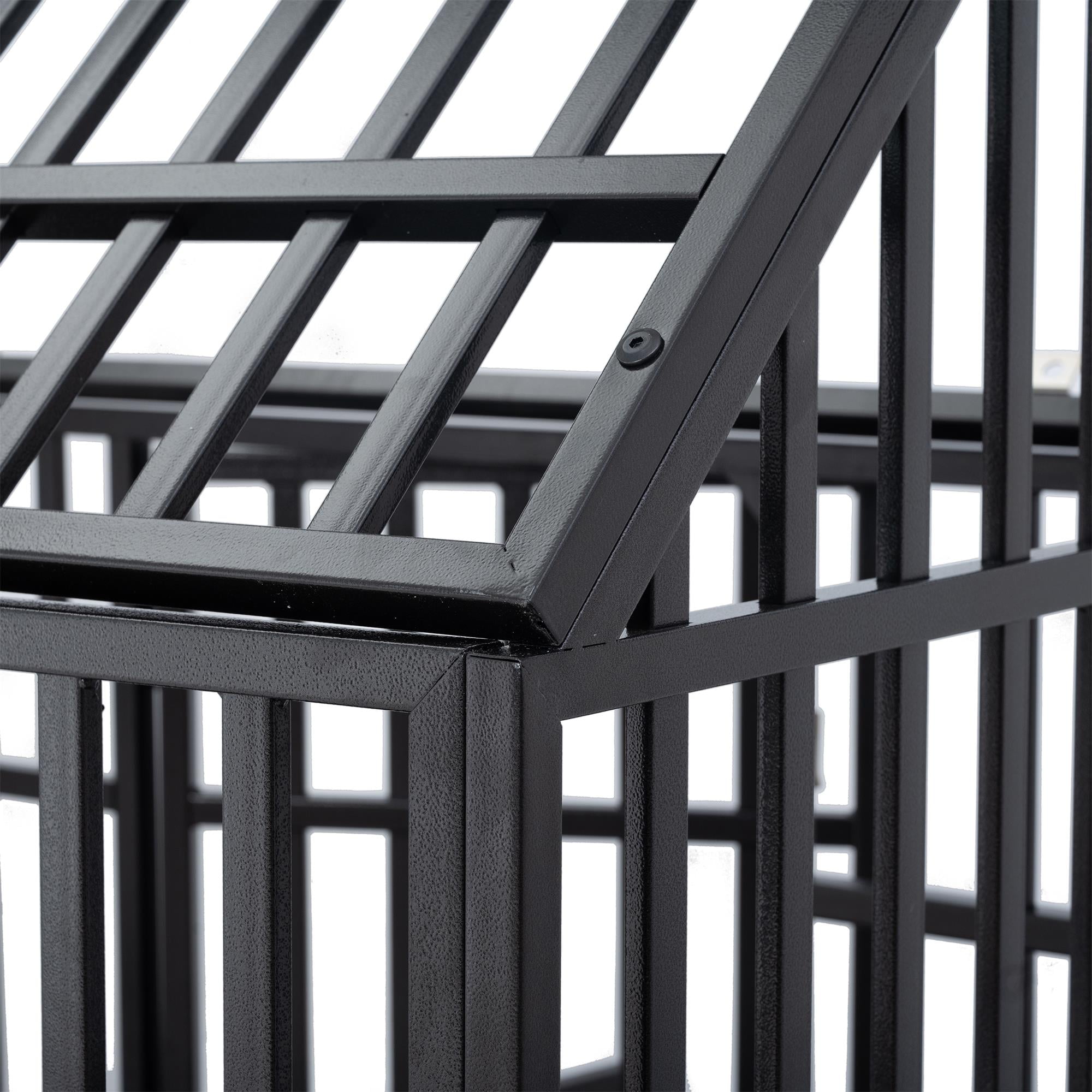 Pefilos 47" Heavy Duty Dog Crate Kennel with Window on Roof, Pet Cage Metal Playpen for Large Medium Dogs with 4 Lockable Wheels, Black Pefilos 47" Heavy Duty Dog Crate Kennel with Window on Roof, Pet Cage Metal Playpen for Large Medium Dogs with 4 Lockable Wheels, Black