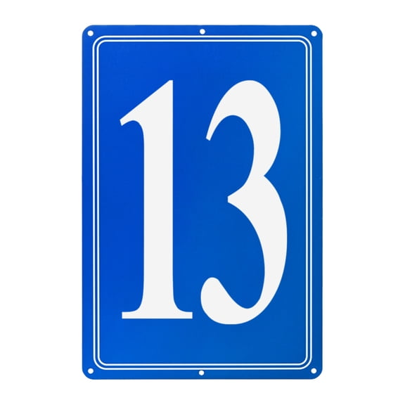 Letrero de Aluminio Uxcell 13, Números de Casa de 11.8 Pulgadas y Letras de Metal, Señales de Letra de Estacionamiento, Decoración de Pared de Letras de Metal [Texto Blanco Sobre Azul]