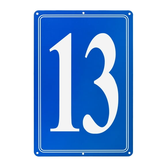 Letrero de Aluminio Uxcell 13, Números de Casa de 11.8 Pulgadas y Letras de Metal, Señales de Letra de Estacionamiento, Decoración de Pared de Letras de Metal [Texto Blanco Sobre Azul]