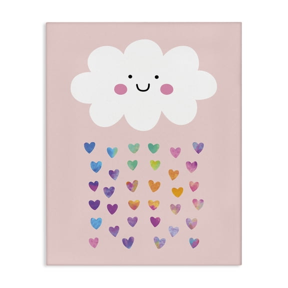 Stupell Industries Contemporary Happy Cloud with Rainbow Hearts Canvas Art, 16 x 20, by Seven Trees Design