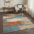 thumbnail image 3 of 5x7 Area Rug Machine Washable Non Slip Low Pile Lightweight Print Pattern for Living Room Bedroom, Abstract Landscape, Dusty Blue, 3 of 6