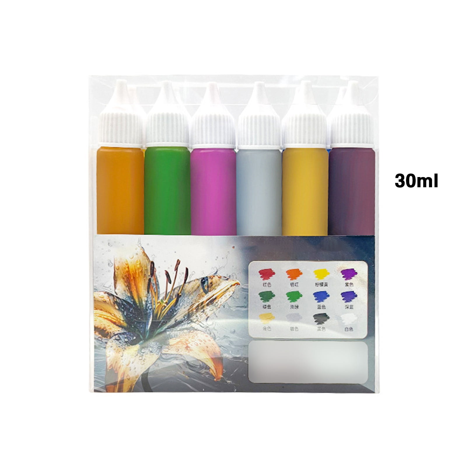 BAELLERT 12Pcs Pigment Transparent Glass Painting Set Waterproof Bright Colored Easy to Use Adhesive Glass Painting Kit