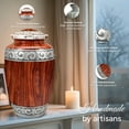 thumbnail image 4 of Set of 6 Wooden Cremation Urns for Human Ashes – 1 Large Adult Urn, 4 Mini Urns, 1 Ash Necklace – Wood Grain Finish, 4 of 7