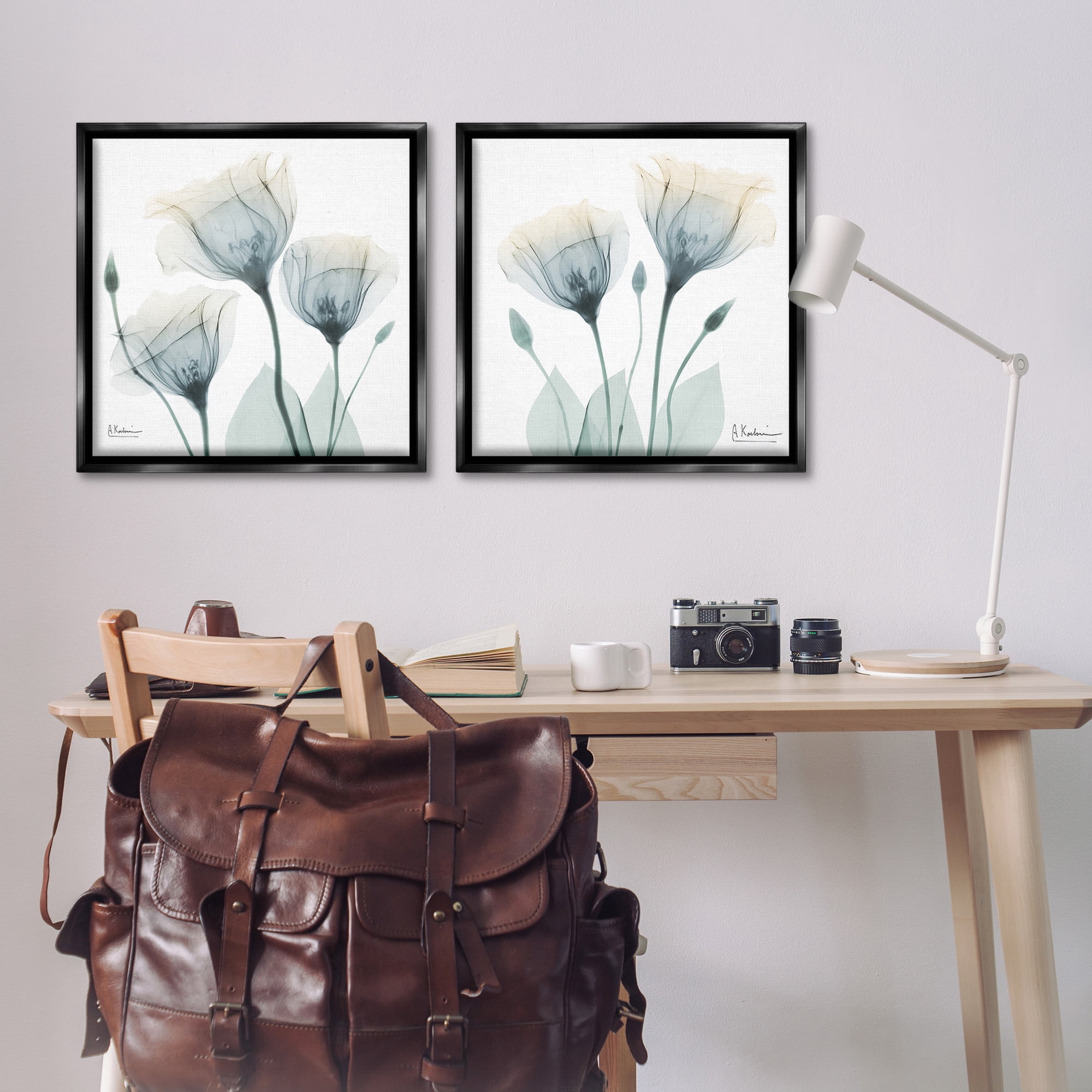Stupell Industries Budding Opaque Tulips Botanical & Floral Photography Black Floater Framed Canvas Art Print Wall Art, 25 x 25, Set of 2