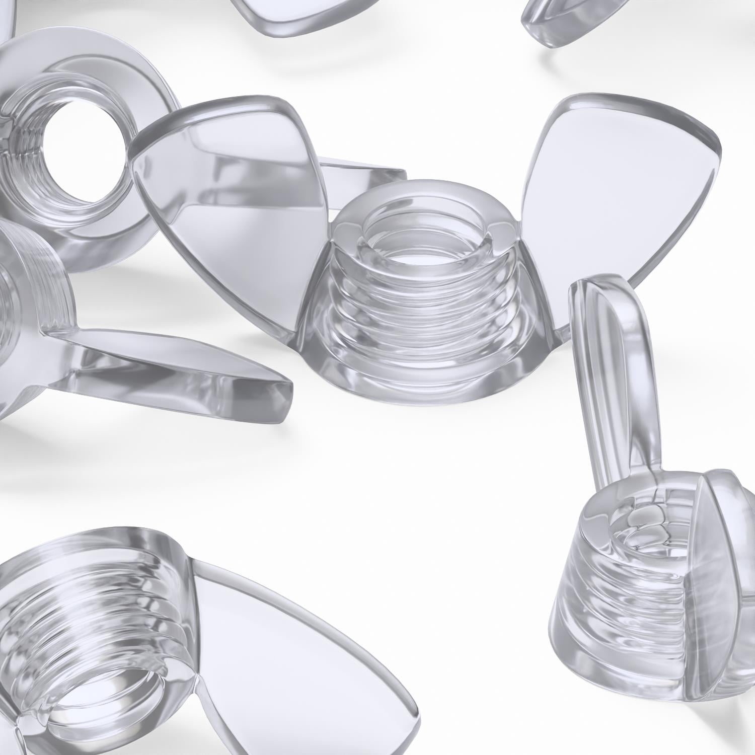 Pack of 20 Transparent Clear Plastic Acrylic M4 Butterfly, Wing Nuts - Acrylic Plastic Screws, (5/32 in)