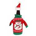 thumbnail image 1 of Christmas Wine Bottle Knitted Sweater Covers Set, Polyester Spandex, Snowman/Tree Design, 1 of 6