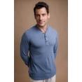 thumbnail image 3 of Men's Cottonique M17776 Latex Free Organic Cotton Long Sleeve Henley Shirt (Smoke Blue XL), 3 of 5
