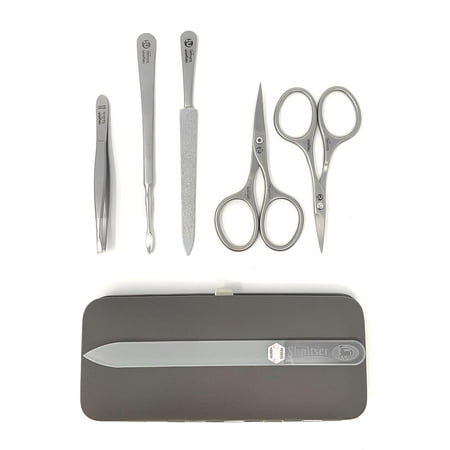 Solingen TopInox Surgical Stainless Steel Luxuries Manicure Set Grooming kit In Quality Nappa Leather Case Made in Germany Plus BONUS: SHPITSER Crystal Glass Nail File