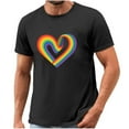 thumbnail image 4 of lcziwo T Shirts for Man Summer Going Out Tops Loose Crewneck Short Sleeve Shirts Cotton Basic Tees Novelty Heart Graphic Print Blouse Black XXL, Gifts for Men, 4 of 5