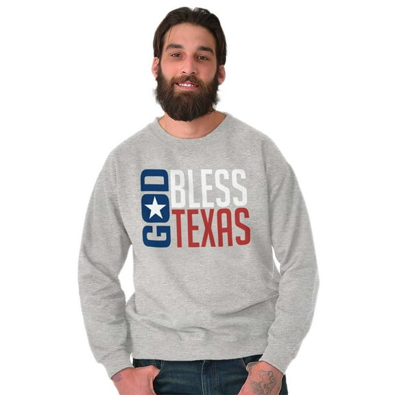 God Bless Texas Cute Christian Pride Sweatshirt for Men or Women Brisco Brands M