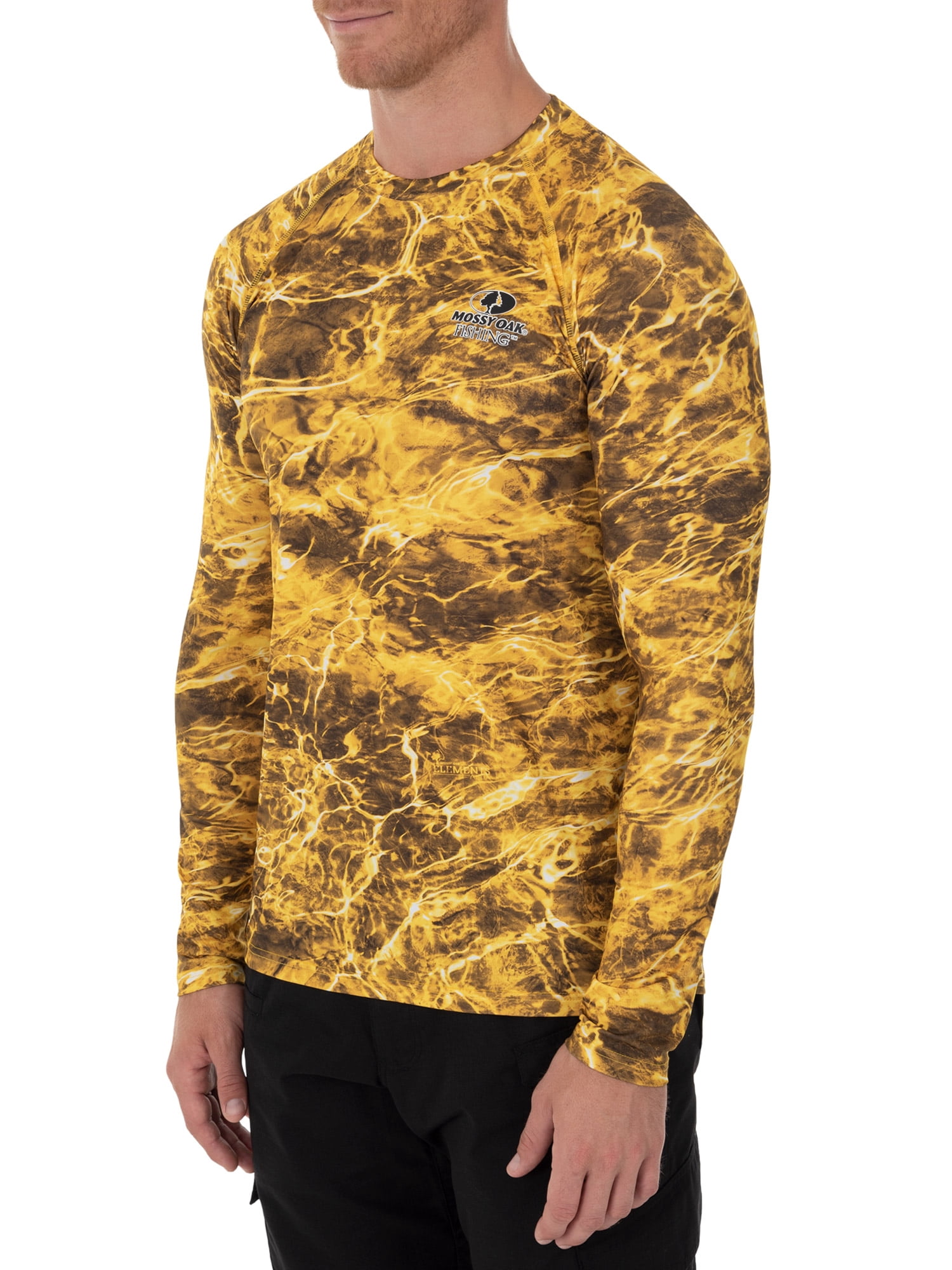 Mossy Oak Men's Insect Repellent Long Sleeve Performance Camo Fishing Tee with Gaiter, Size M-3XL