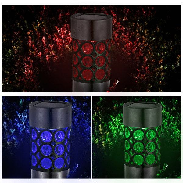 6 Pack Solar Garden Stake Lights, IP44 Weather‑Resistant Color‑Changing Outdoor Lamp, Amorphous Silicon Solar Panel, Stainless Steel & ABS Housing for Yard Pathway Lawn