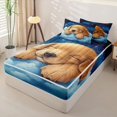 thumbnail image 2 of Homewish Kawaii Golden Retriever Zipper Twin Comforter Sets with Fitted Sheet and 2 Pillowcases,Cartoon Pet Dog Zipper Bedding Set,Blue,Polkadot Reversible,4pcs, 2 of 8