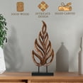 thumbnail image 2 of Decozen Home Decor Handmade Wooden Sculpture in Leaf Design Acacia Wood, 2 of 7