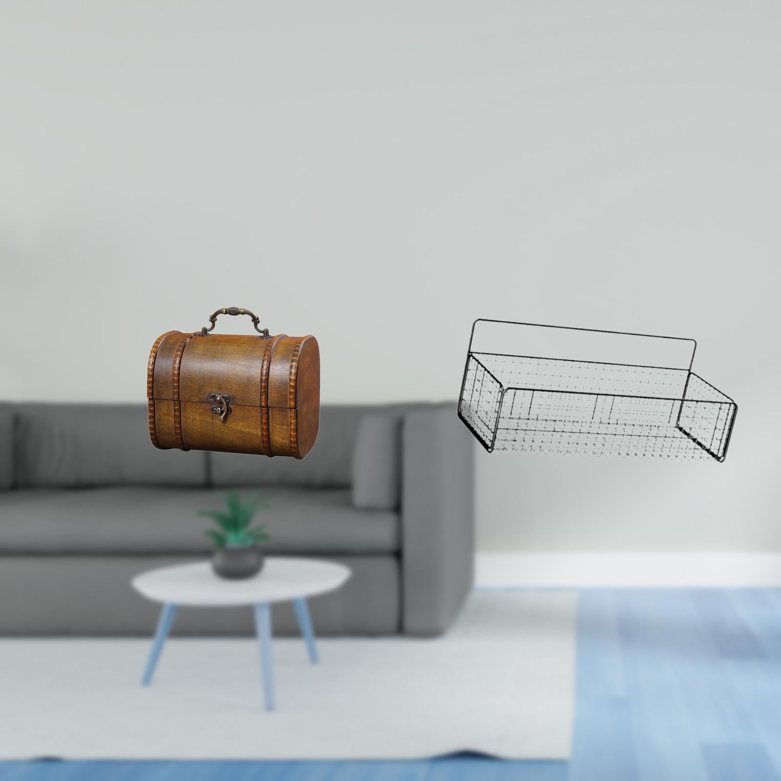 Jewelry Organizer Case Wooden Storage Basket Wire Hanging Basket Rustic Material Dresser Kitchen Bathroom Use