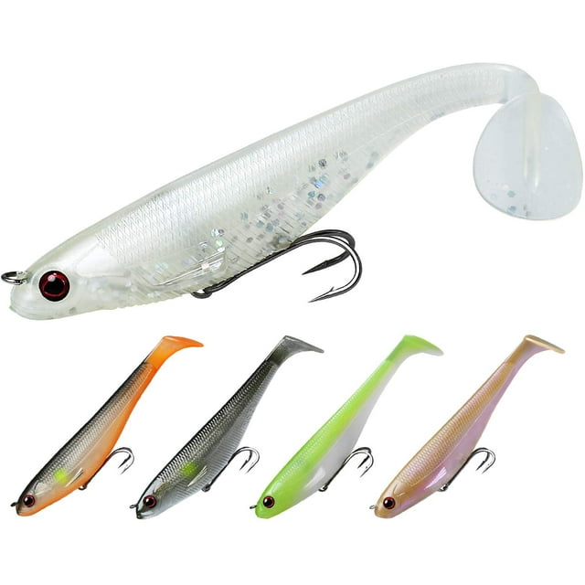TRUSCEND Fishing Lures for Bass, Soft Swimbaits with Pre-Rigged Ultra-Sharp BKK Hooks, Japan Formula, Fishing Gear for Saltwater & Freshwater, Trout Pike Walleye Bass Fishing Jigs