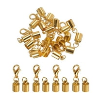 Uxcell 10Pcs Cord End Caps, 5.5mm End Caps Barrel Beads Kumihimo End Caps Iron for DIY Craft (Pale Gold)