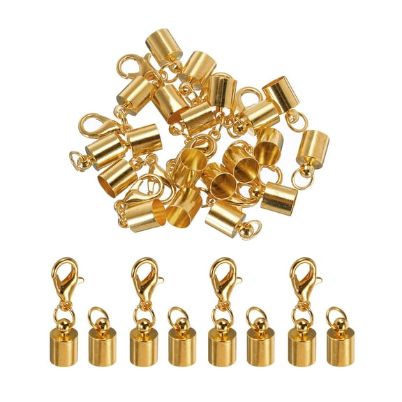 Uxcell 10Pcs Cord End Caps, 5.5mm End Caps Barrel Beads Kumihimo End Caps Iron for DIY Craft (Pale Gold)