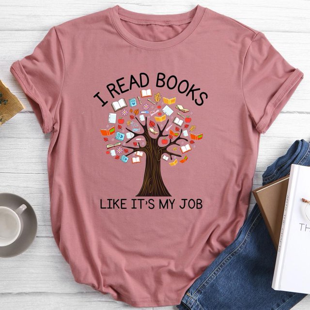 Camiseta de cuello redondo I Read Books Like It s My Job Rose Gold L FLhrweasw Para estrenar