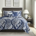 thumbnail image 2 of Cotton Bedding Set 6 Piece Printed Cotton Quilt Set with Throw Pillows Indigo King/Cal King,Comforter Set, 2 of 6