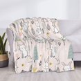 thumbnail image 4 of Throw Blanket for Couch, Bohemian Simple Funny Cute Rabbit Super Soft Fuzzy Comfy Warm Throw Blanket, Cuteness Lightweight Cozy Plush Flannel Blanket & Throws for Sofa and Bed All Season, 4 of 5