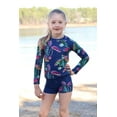 thumbnail image 4 of Millie Loves Lily Girls Navy Water-Turtle Long-Sleeve Rashguard Swimsuit Set UPF 50, Big Girls, Siz, 4 of 6