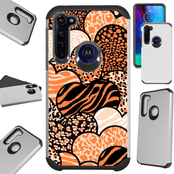 Compatible with Motorola Moto G Stylus (2020) | Moto G Power (2020) | Moto G Pro Fusion Hybrid Phone Case Cover (Brown Heart Zebra)