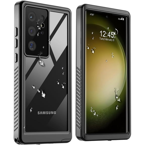 for Waterproof Samsung Galaxy S23 Ultra Case, Built-in Camera & Screen Protector [IP68 Waterproof][Military Drop Proof][Full Body Shockproof] Phone Case for S23 Ultra 5G 6.8 inch, Black/Clear