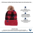 thumbnail image 3 of CTM  Buffalo Plaid Knit Winter Beanie Hat with Synthetic Pom (Women), 3 of 3