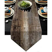 

Brown Grey Table Runner Abstract Modern Art Burlap Table Runners for Table Dresser Runner Farmhouse Style for Dinner Party Holidays Home Decoration (Brown and Grey 13 x 71 )(Brown