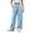 Blue, variant on Womens Color Stitch Wide Leg Sweatpants Solid Patchwork Panel Casual Trousers Elastic Drawstring Waist Pants with Side Pockets Soft Knit Loungewear Bottoms
