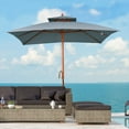 thumbnail image 2 of Outsunny 10x10ft Square Patio Umbrella Wooden Garden Market Parasol, 2 of 10