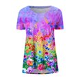 thumbnail image 4 of Blusa de manga corta con estampado de cuello redondo informal para mujer a la moda, Tops de verano Pompotops hkajfhjk462837, 4 of 5