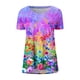 thumbnail image 4 of ICHUANYI Clearance Fashion Woman Causal Round Neck Printing Blouse Short Sleeve T-Shirt Summer Tops(Pink, M) ICHUANYI WER2023080906566, 4 of 5
