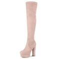 thumbnail image 1 of Unique Bargains Women's Platform Block Heel over Knee Boots, 1 of 7