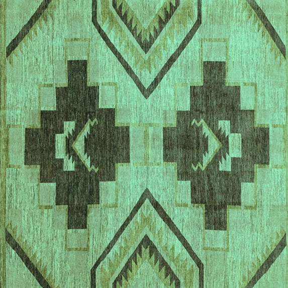 Ahgly Company Indoor Square Abstract Turquoise Blue Modern Area Rugs, 4' Square